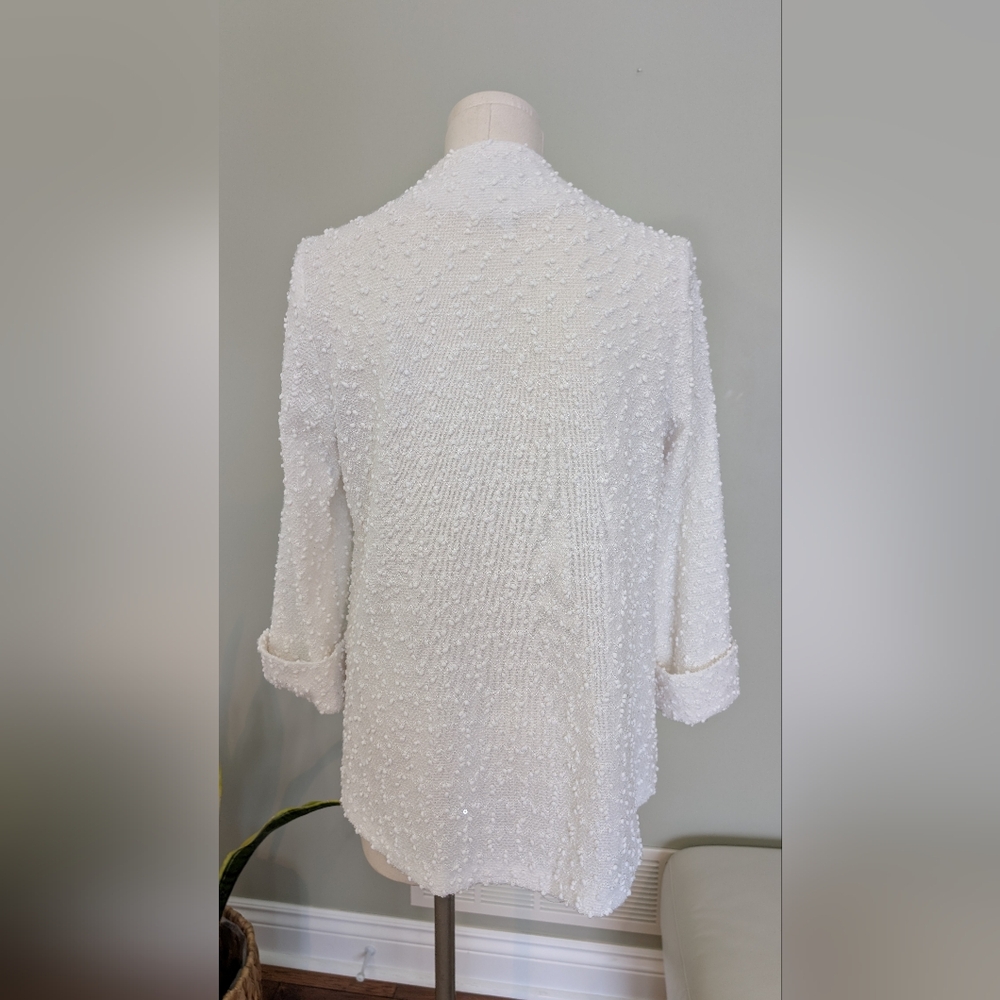 Joseph Ribkoff Women's White Top Textured Sequin Asymmetrical Size 6 - Picture 3 of 16